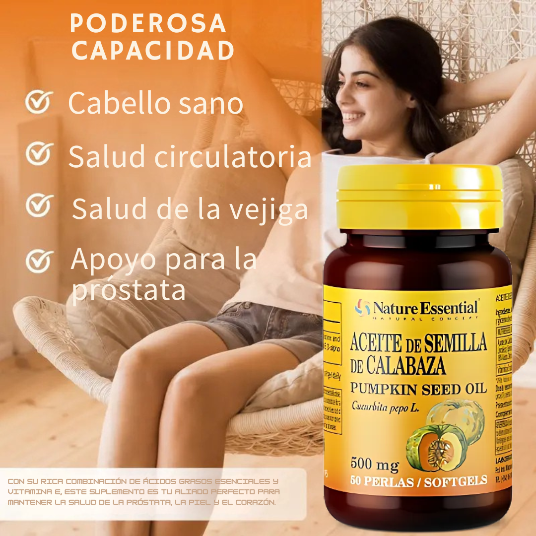 Aceite de Semilla de Calabaza 50 Cápsulas –  Suplemento para la salud de la próstata y la circulación®