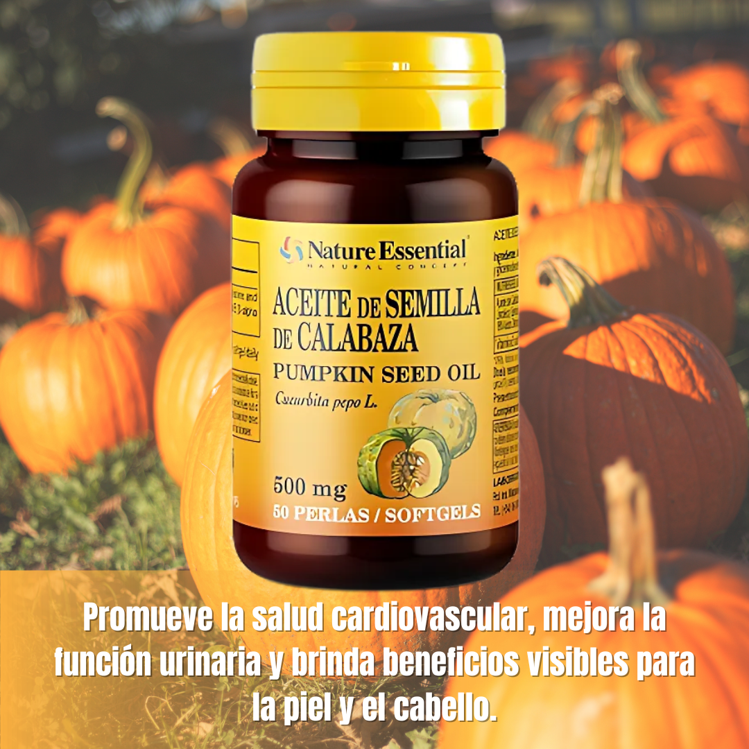 Aceite de Semilla de Calabaza 50 Cápsulas –  Suplemento para la salud de la próstata y la circulación®