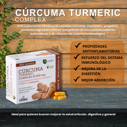 Suplemento de Cúrcuma con Propiedades Antioxidantes y Antiinflamatorias para tu Bienestar - 60 Cápsulas