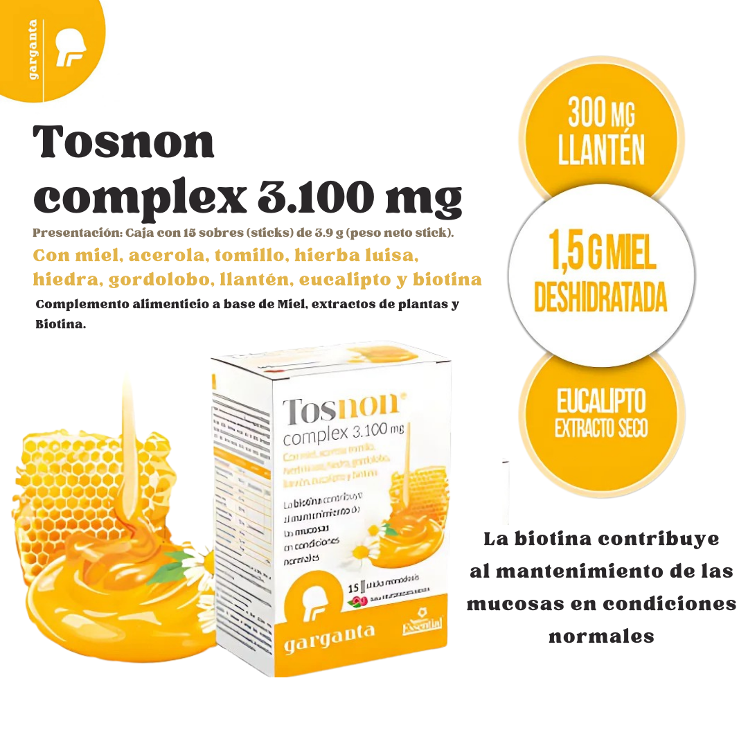 Tosnon Complex Suplemento Natural para el Bienestar de la Garganta - 15 Sobres