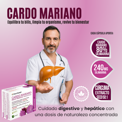 Cardo Mariano Suplemento para el Apoyo Natural de la Salud Hepática y Digestiva - 60 Cápsulas