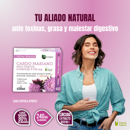 Cardo Mariano Suplemento para el Apoyo Natural de la Salud Hepática y Digestiva - 60 Cápsulas