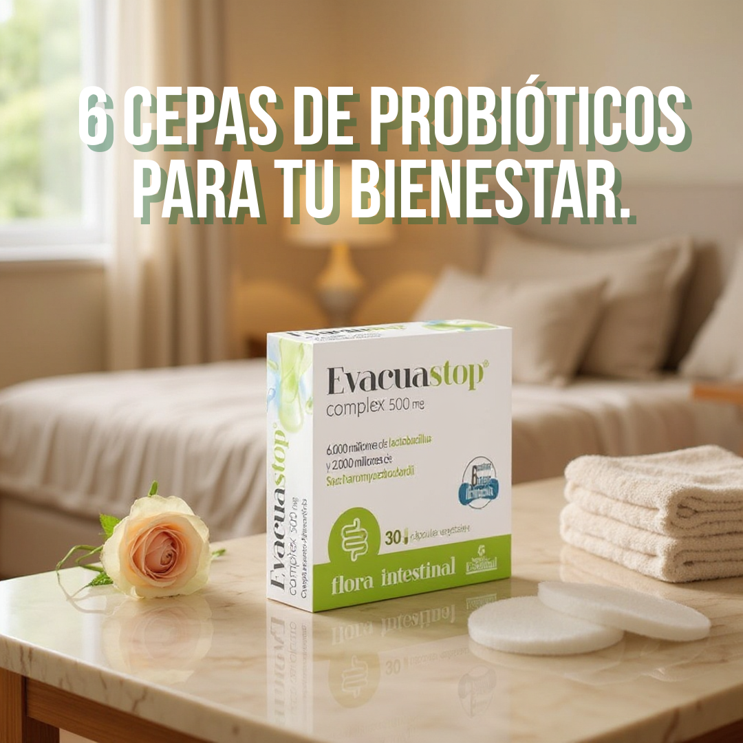 Evacuastop Suplemento con Probióticos para el Equilibrio Digestivo y Bienestar Intestinal - 30 Cápsulas