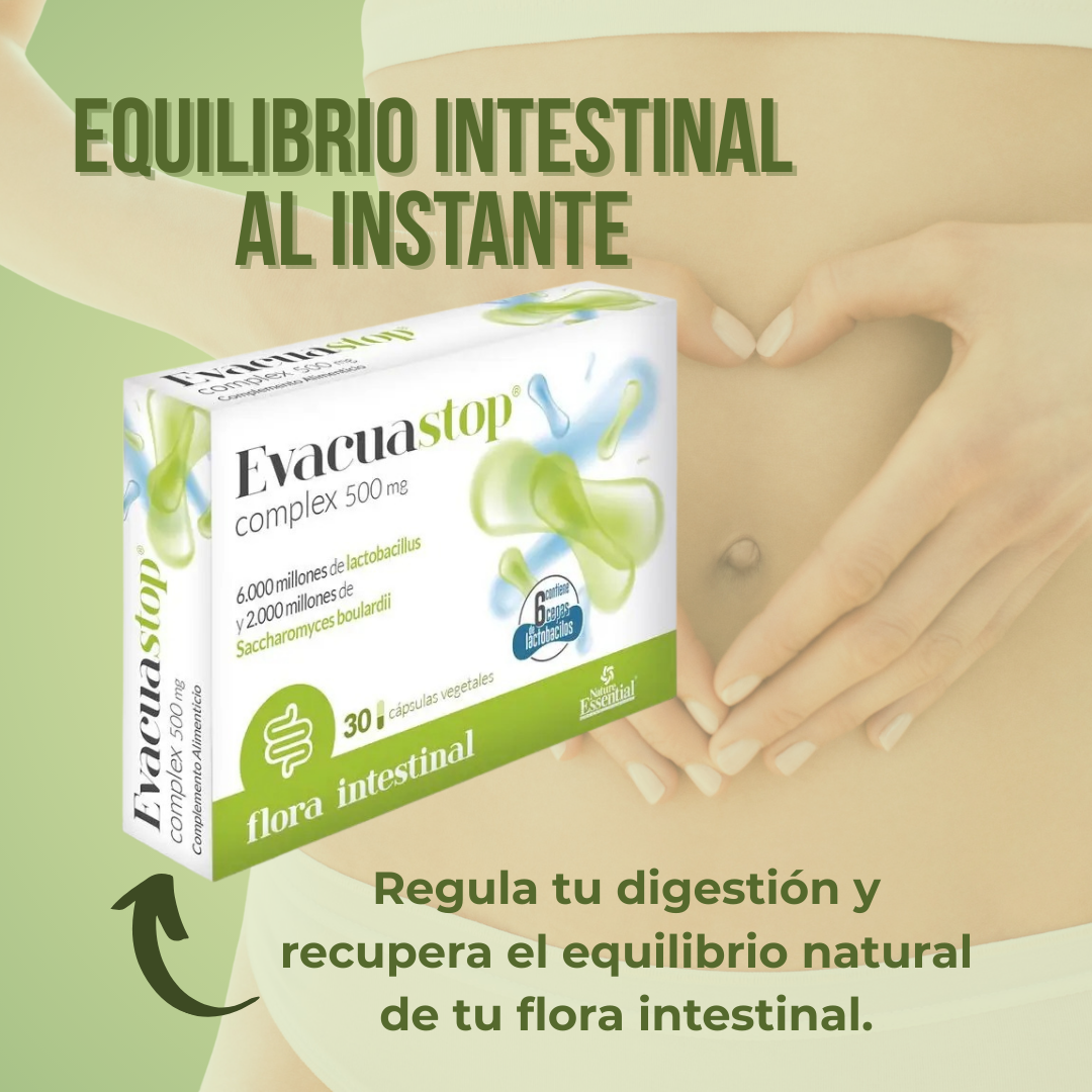 Evacuastop Suplemento con Probióticos para el Equilibrio Digestivo y Bienestar Intestinal - 30 Cápsulas