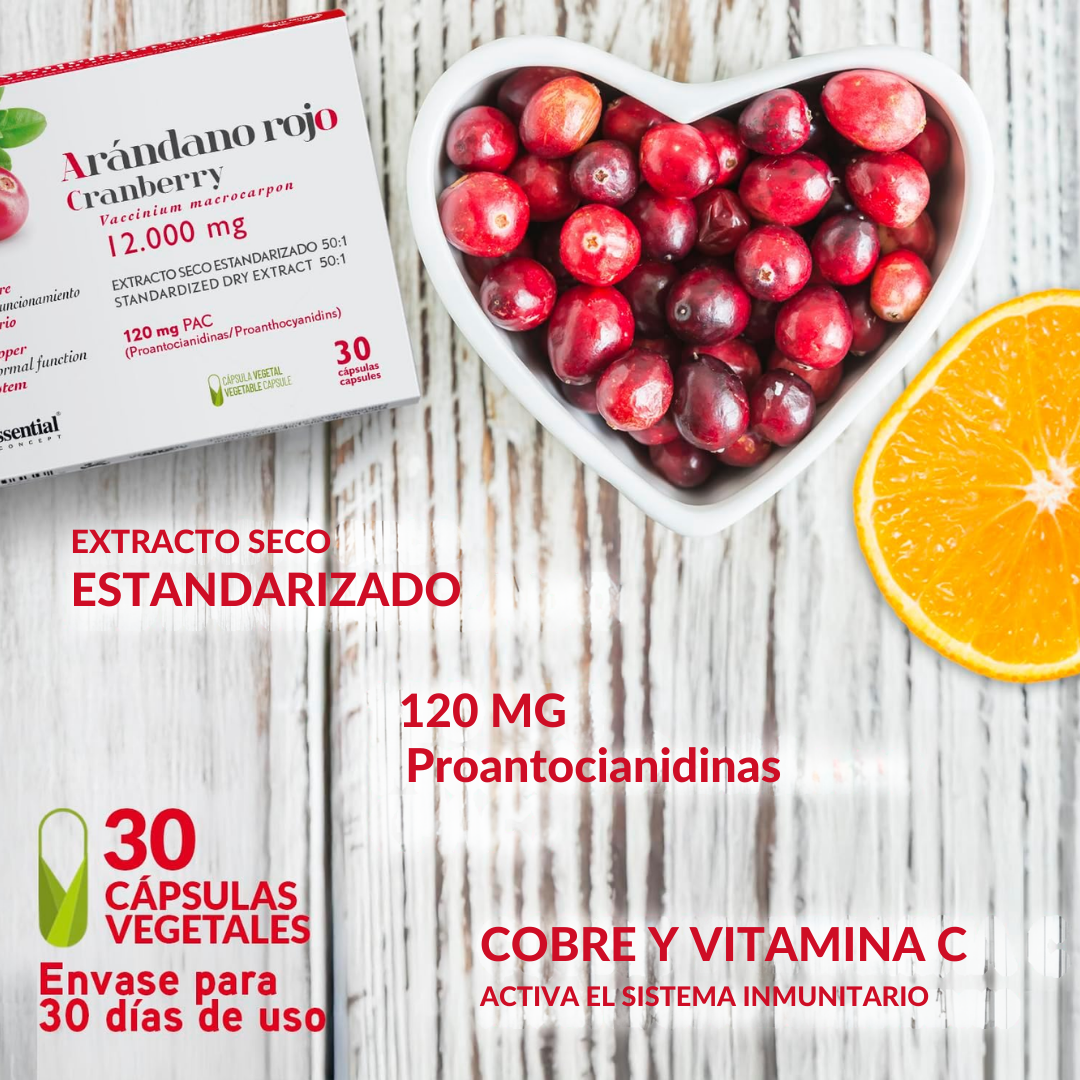 Arándano Rojo Suplemento para el Cuidado del Sistema Urinario e Inmune - 30 Cápsulas