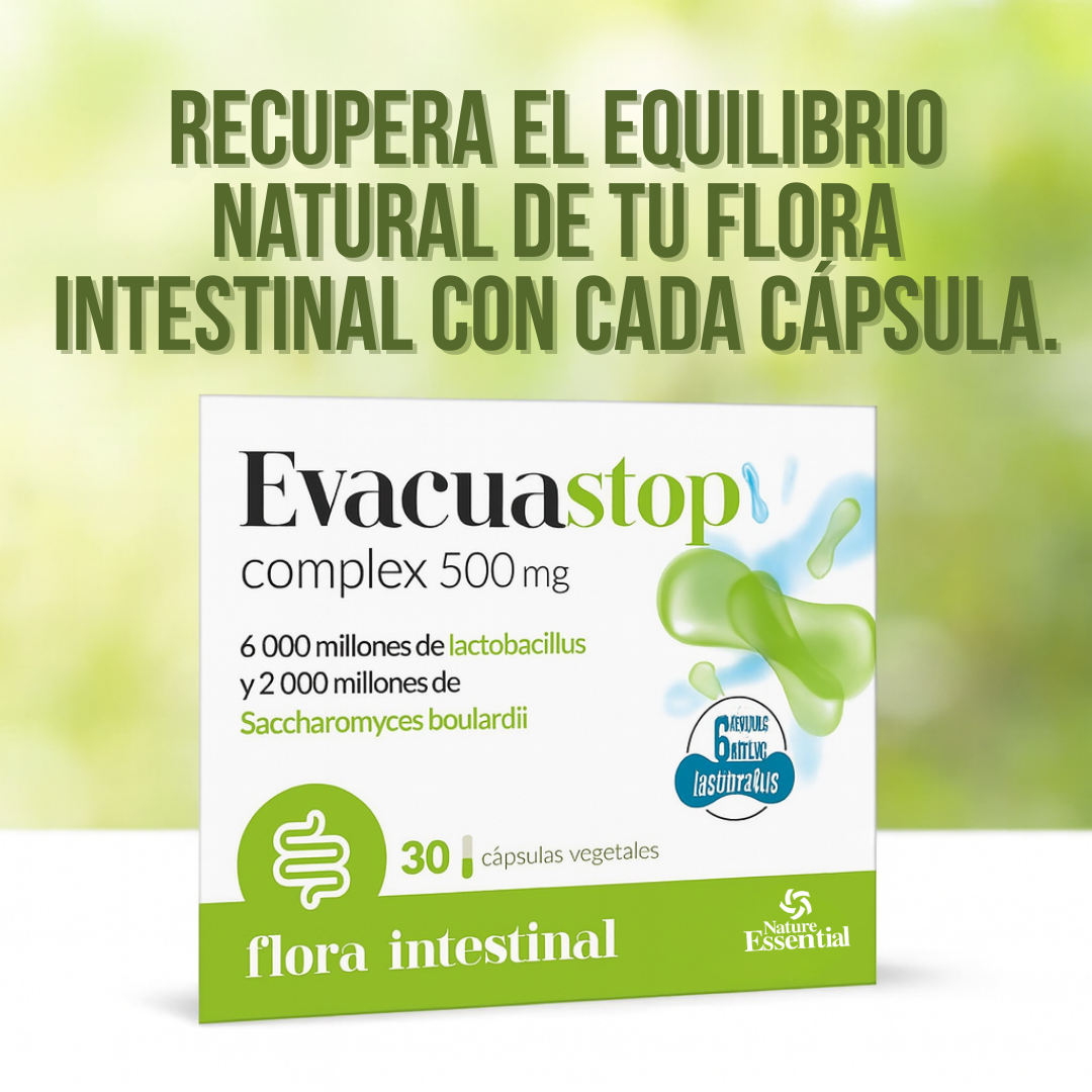 Evacuastop Suplemento con Probióticos para el Equilibrio Digestivo y Bienestar Intestinal - 30 Cápsulas