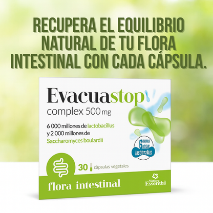 Evacuastop Suplemento con Probióticos para el Equilibrio Digestivo y Bienestar Intestinal - 30 Cápsulas
