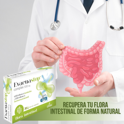 Evacuastop Suplemento con Probióticos para el Equilibrio Digestivo y Bienestar Intestinal - 30 Cápsulas