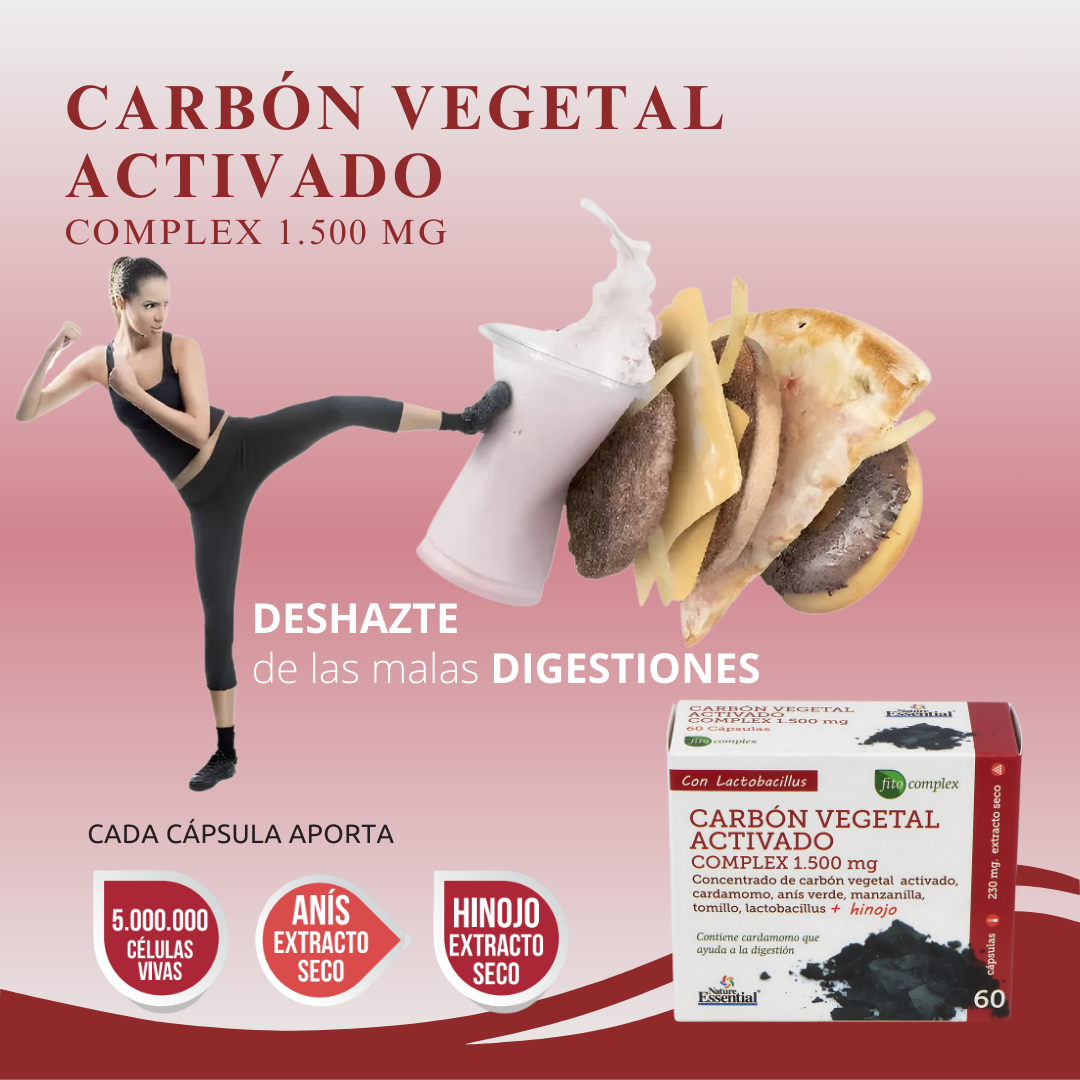 Carbón Vegetal Activo Tu Aliado para una Digestión Ligera y Sin Molestias - 60 Cápsulas
